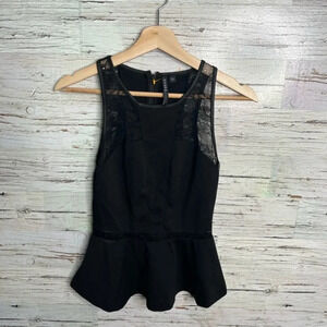 Guess black lace peplum top  size xs